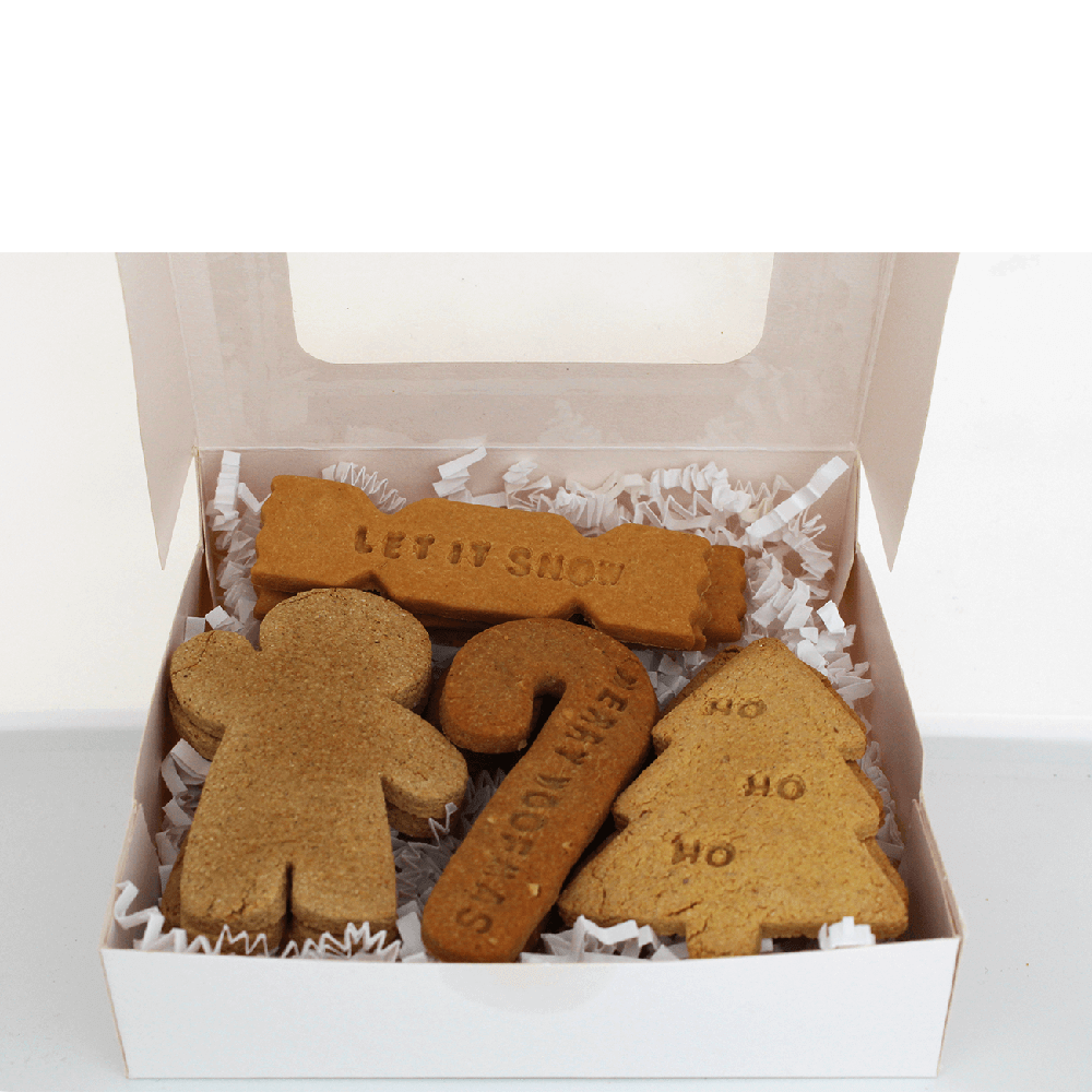 Christmas Dog Biscuit Selection Box Open