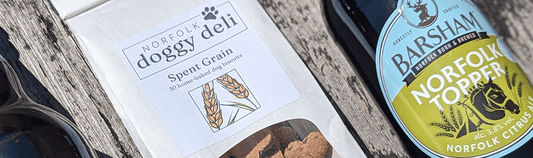 Image of Spent Grain dog biscuits and Barsham Brewery beer