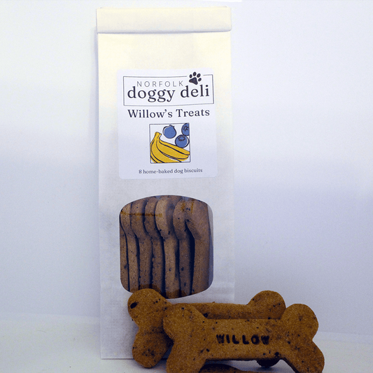 Large Banana and Blueberry Personalised Dog Biscuits